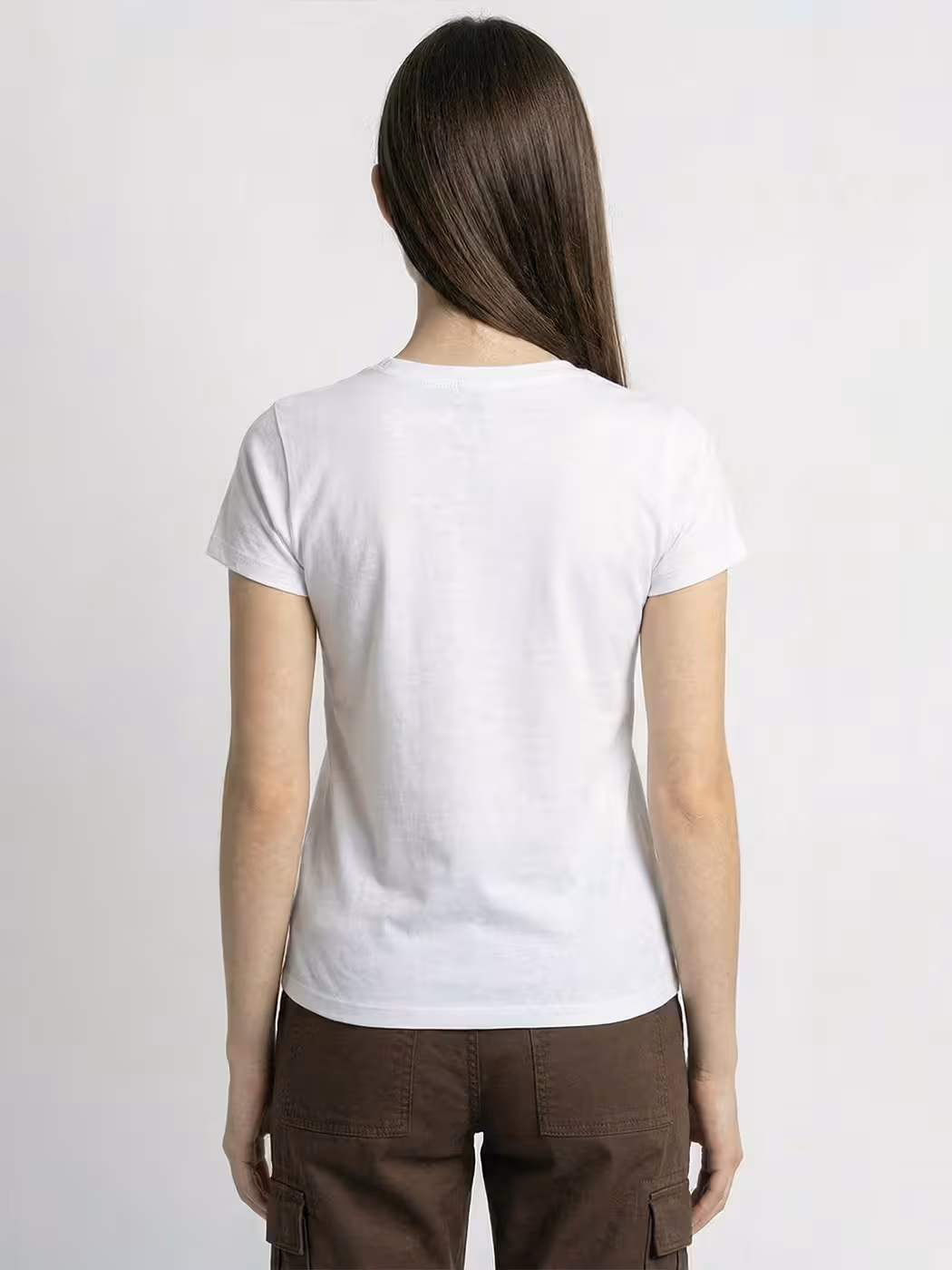 Women's Plain White Half Sleeve Round Neck T-Shirt 2