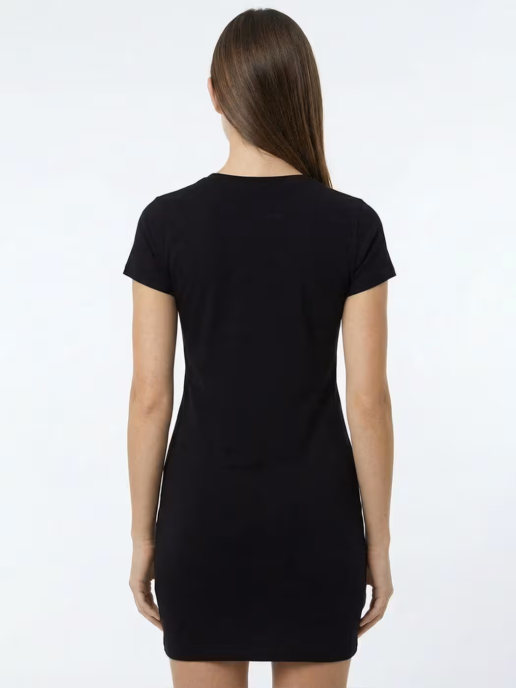Women's Plain Black Half Sleeve T-Shirt Dress 2