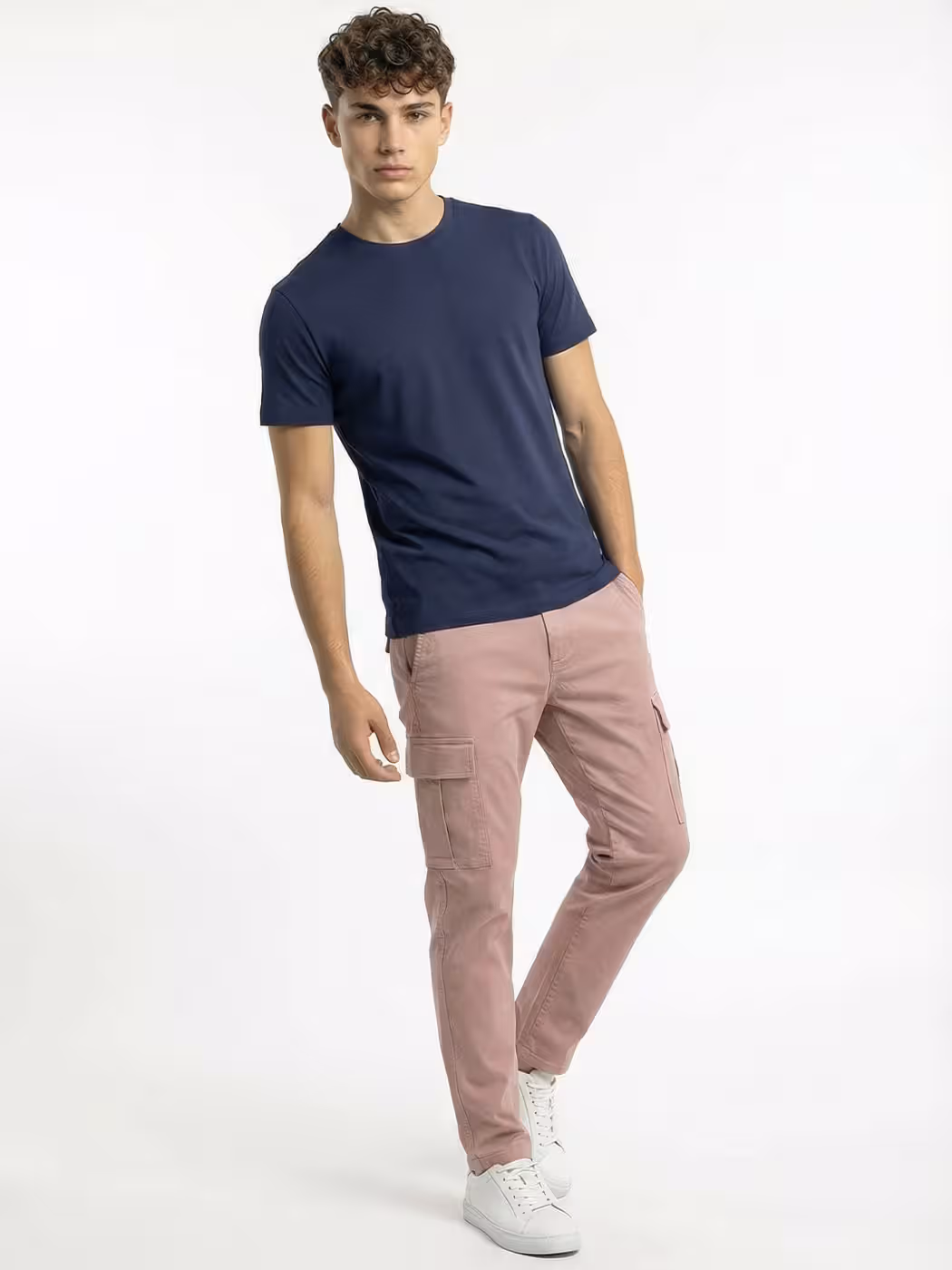Men's Plain Navy Blue Half Sleeve Round Neck T-Shirt 4