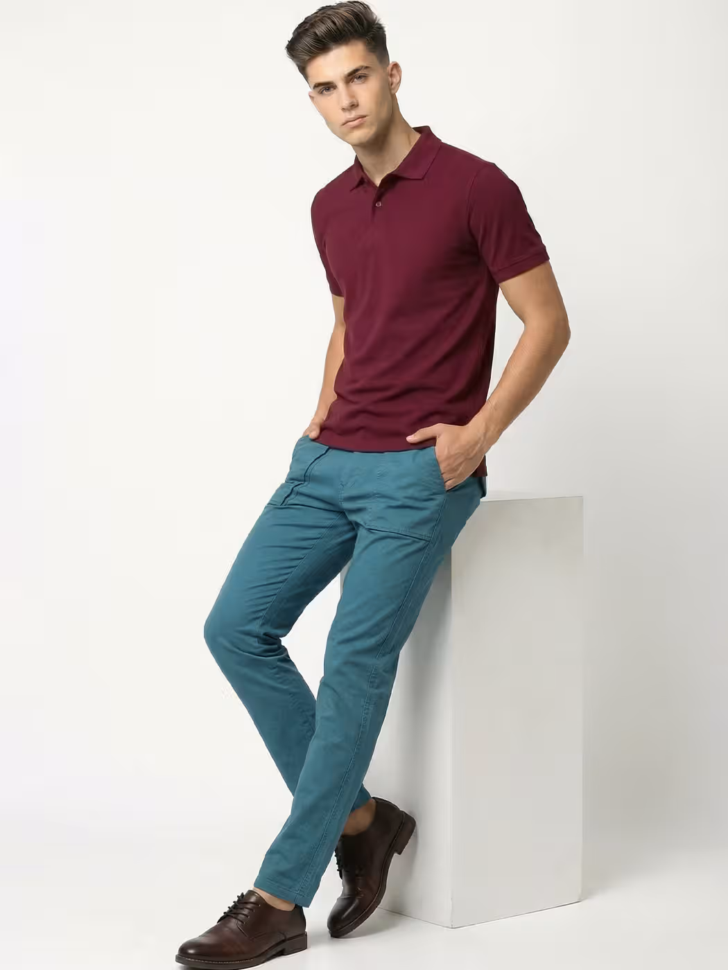 Men's Plain Maroon Half Sleeve Polo T-Shirt 4