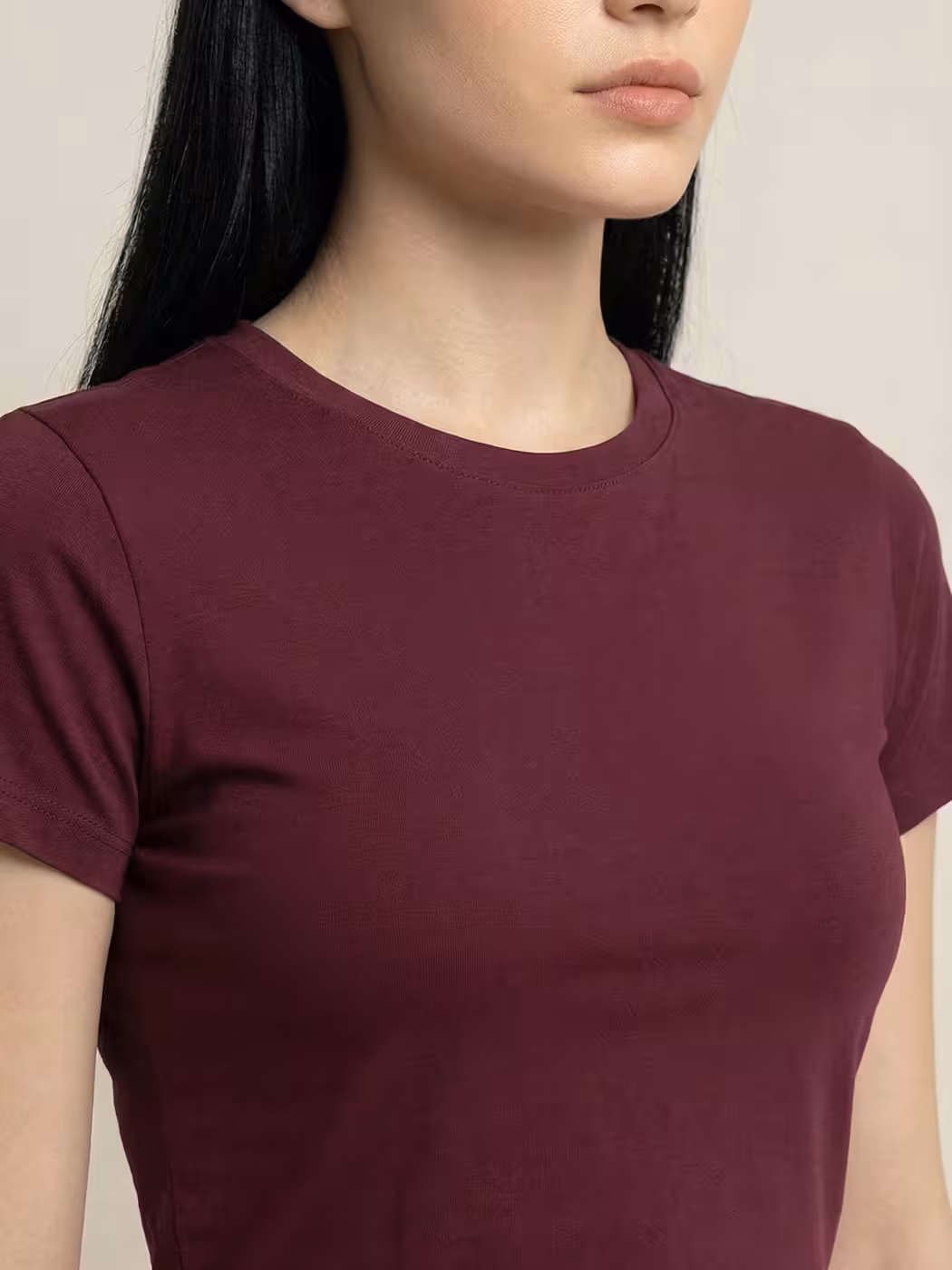 Women's Plain Maroon Half Sleeve Crop Top 6