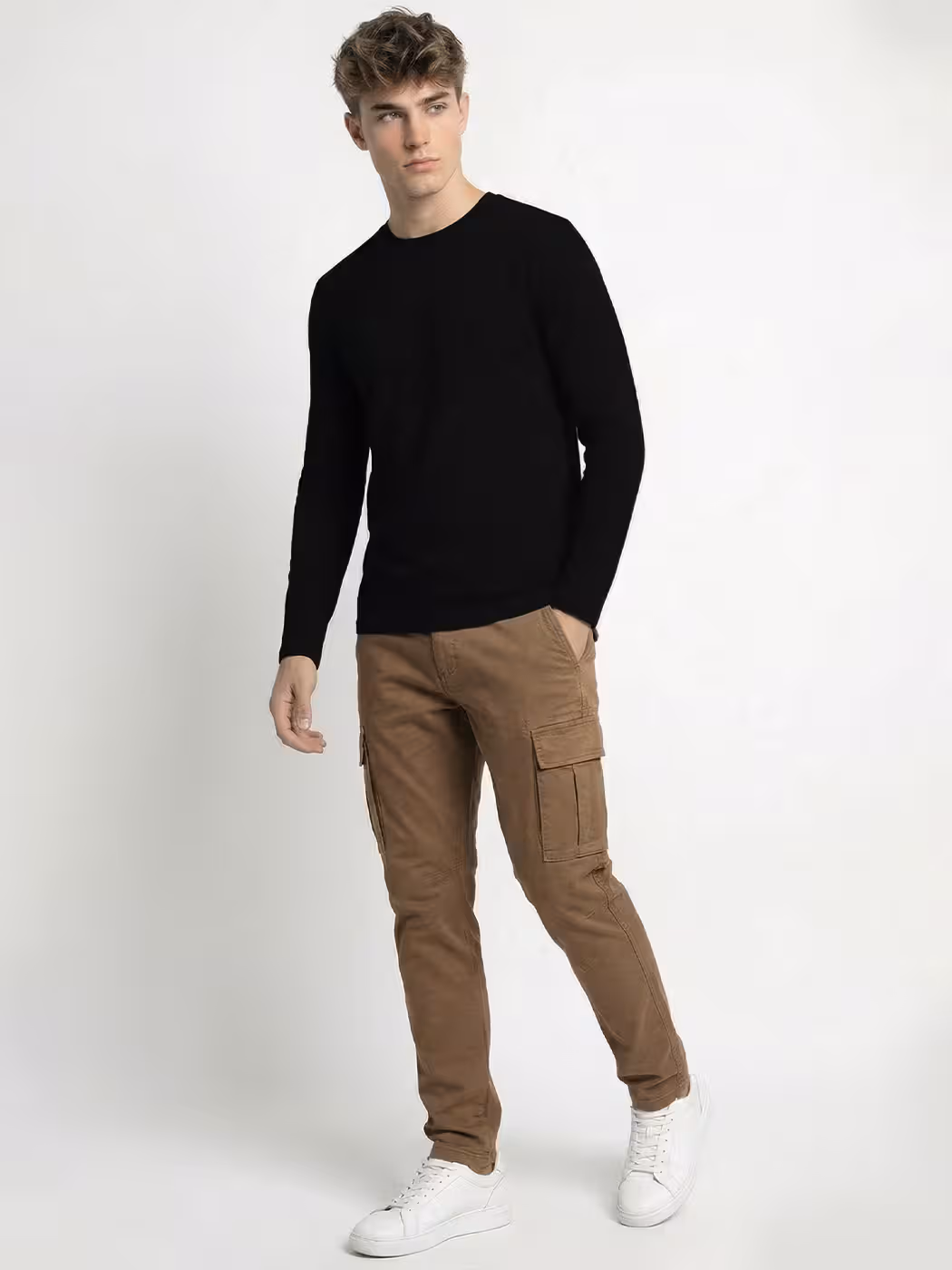 Men's Plain Black Full Sleeve Round Neck T-Shirt 4