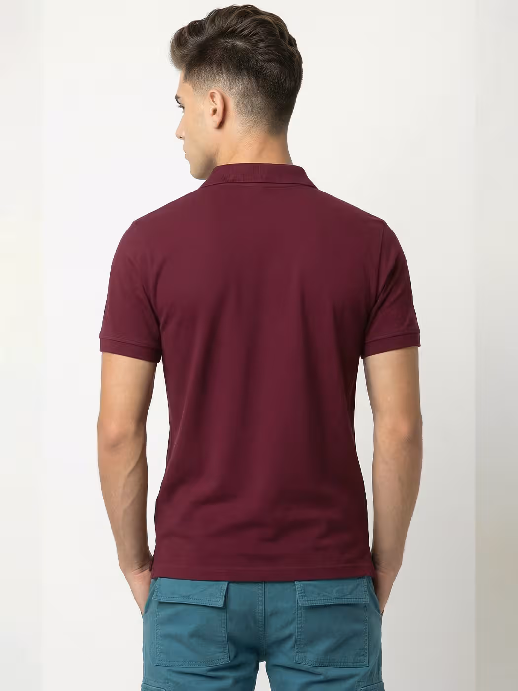 Men's Plain Maroon Half Sleeve Polo T-Shirt 5