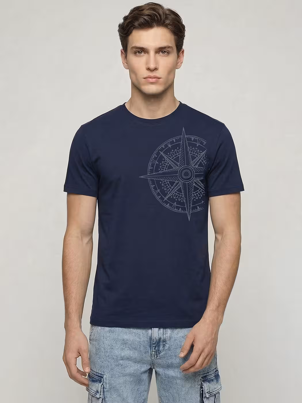 Compass Graphic T-Shirt For Men - Half Sleeve