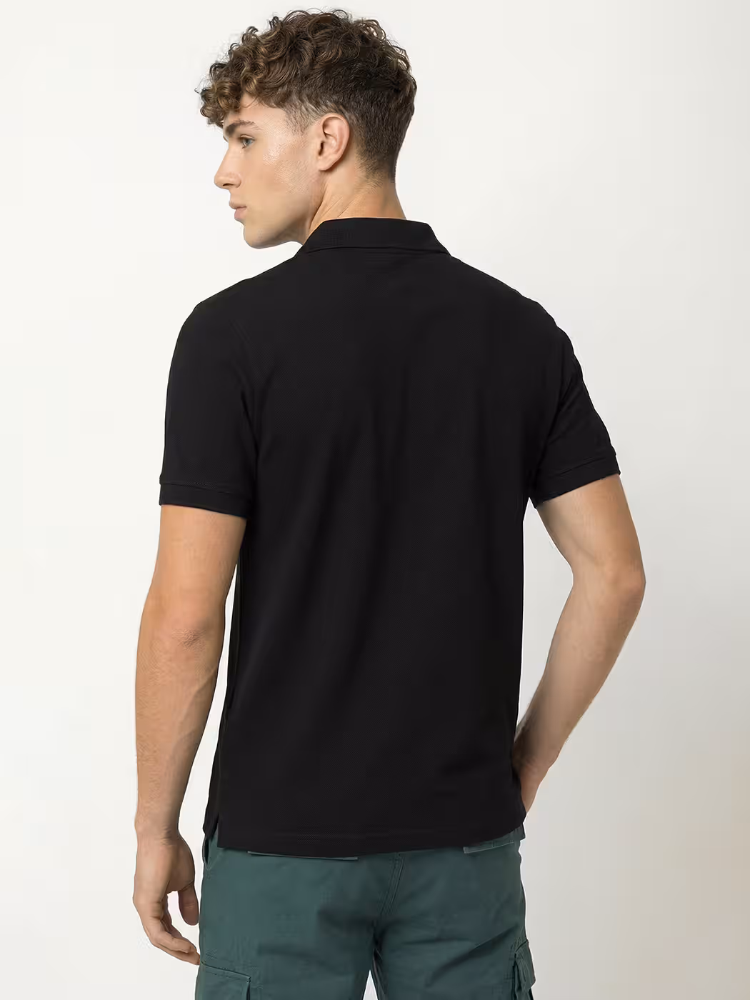 Men's Plain Black Polo Collared T-Shirt 5
