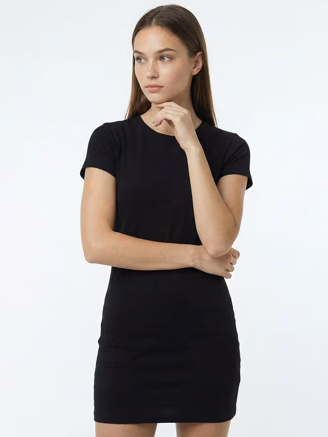 Women's Plain Black Half Sleeve T-Shirt Dress 5