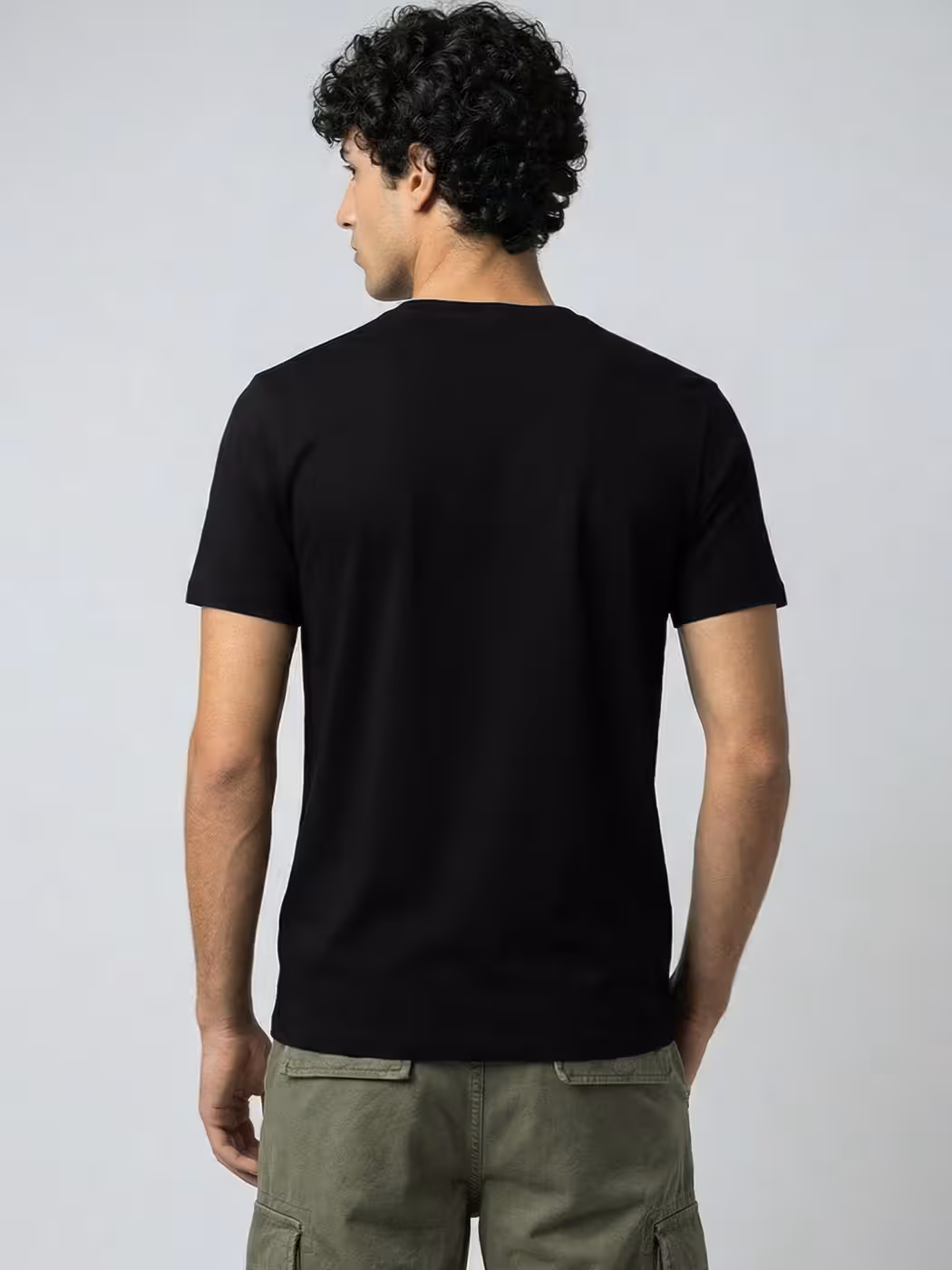 Men's Plain Black Half Sleeve Round Neck T-Shirt 5