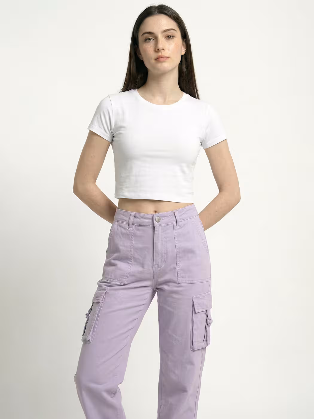 Women's Plain White Half Sleeve Crop Top 5
