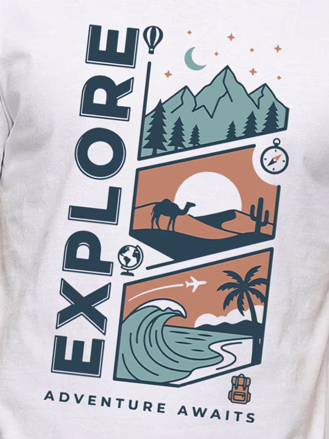 Adventure Awaits Explorer T-Shirt For Men - Half Sleeve 2