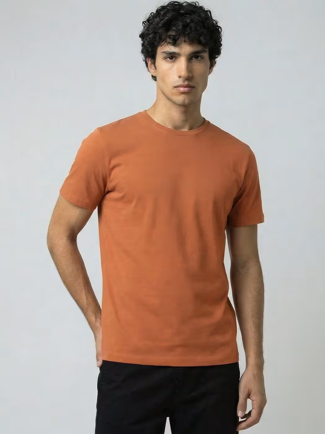 Men's Plain Saffron Half Sleeve Round Neck T-Shirt 2