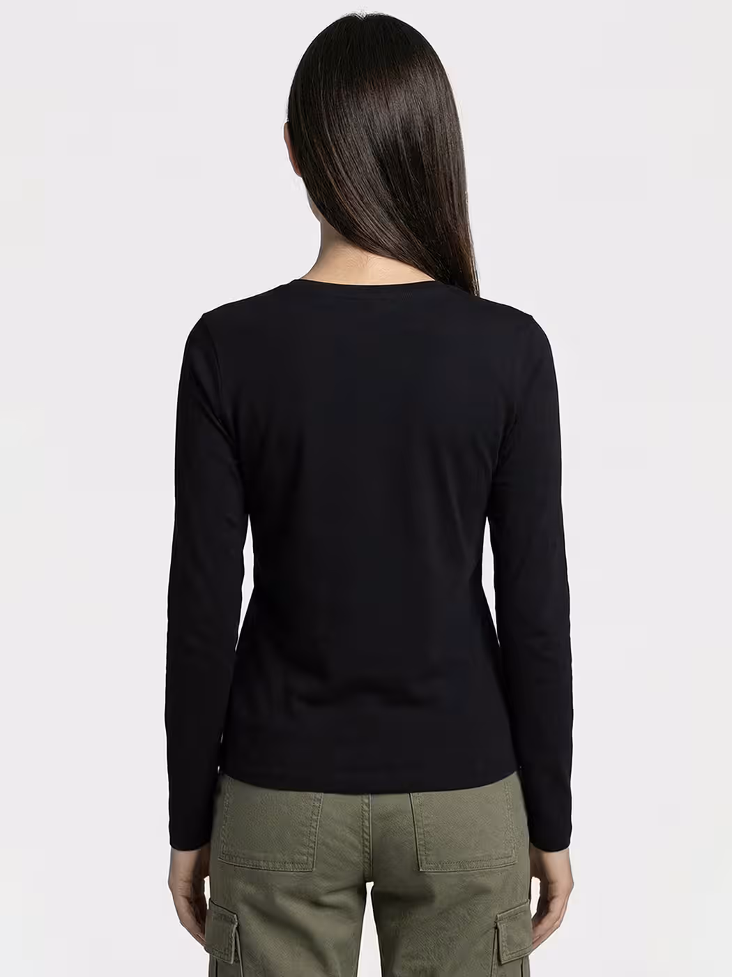 Women's Plain Black Full Sleeve Round Neck T-Shirt 2