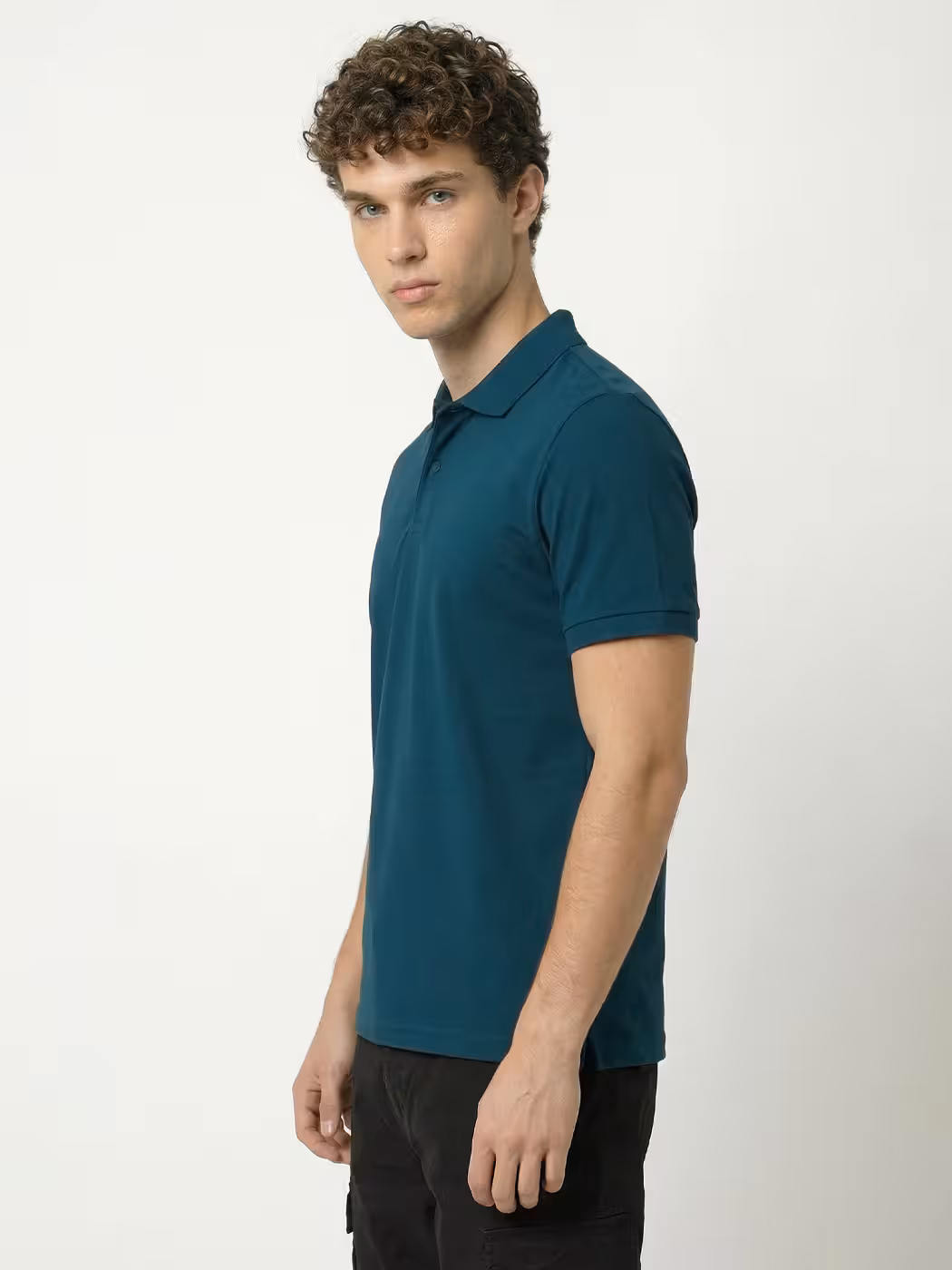 Men's Plain Petrol Half Sleeve Polo T-Shirt 3