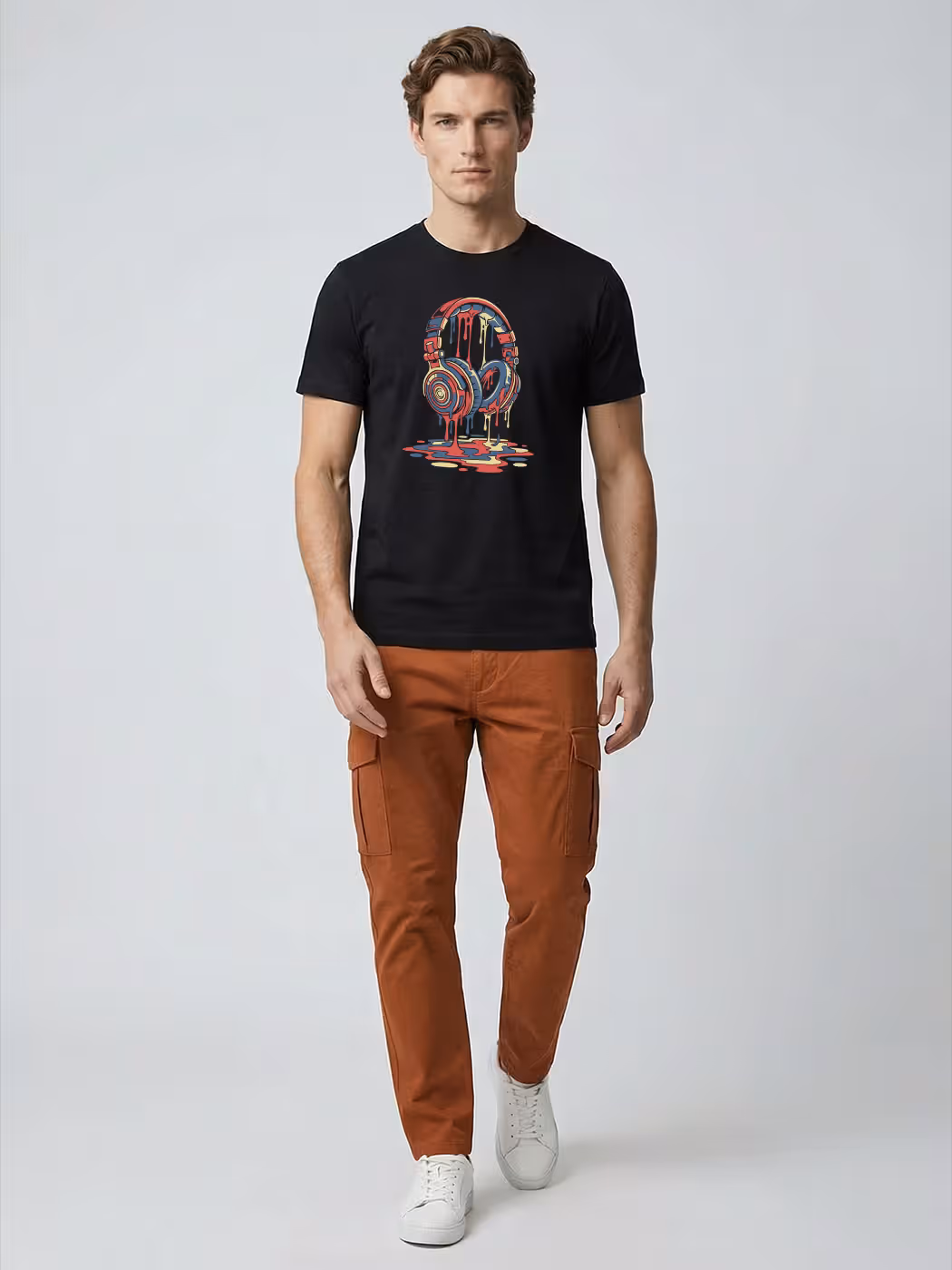 Melting Headphones T-Shirt For Men - Half Sleeve 5