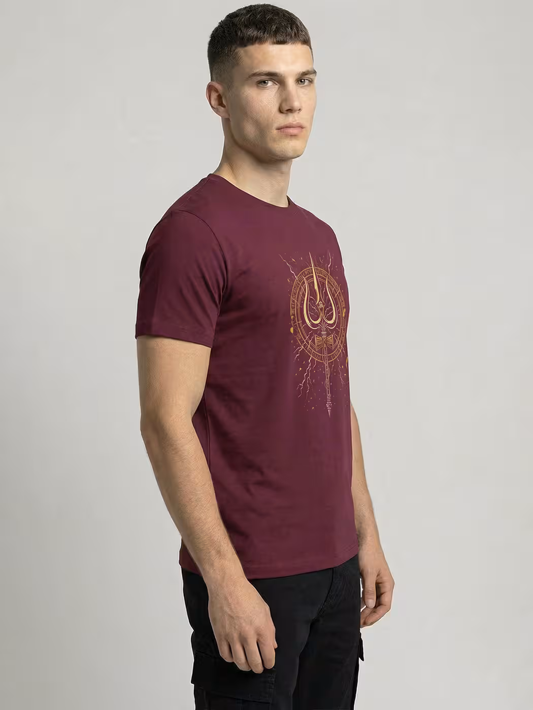 Golden Trishul T-Shirt For Men - Half Sleeve 4