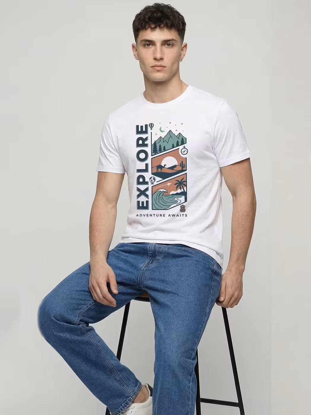 Adventure Awaits Explorer T-Shirt For Men - Half Sleeve 5