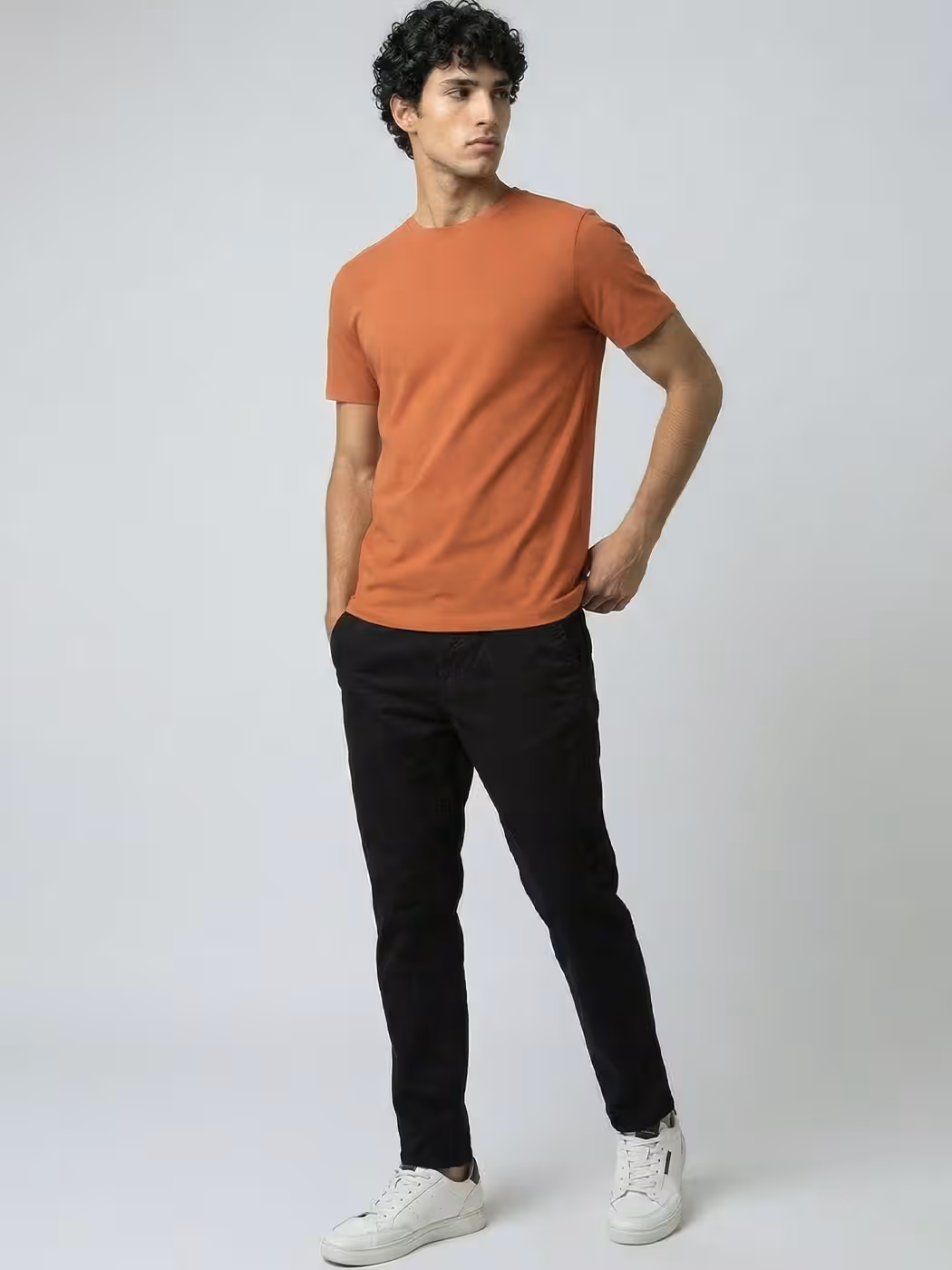 Men's Plain Saffron Half Sleeve Round Neck T-Shirt 4